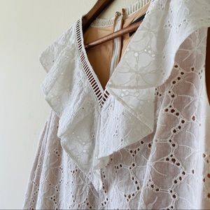 Alton Grey V-Neck White Eyelet Dress